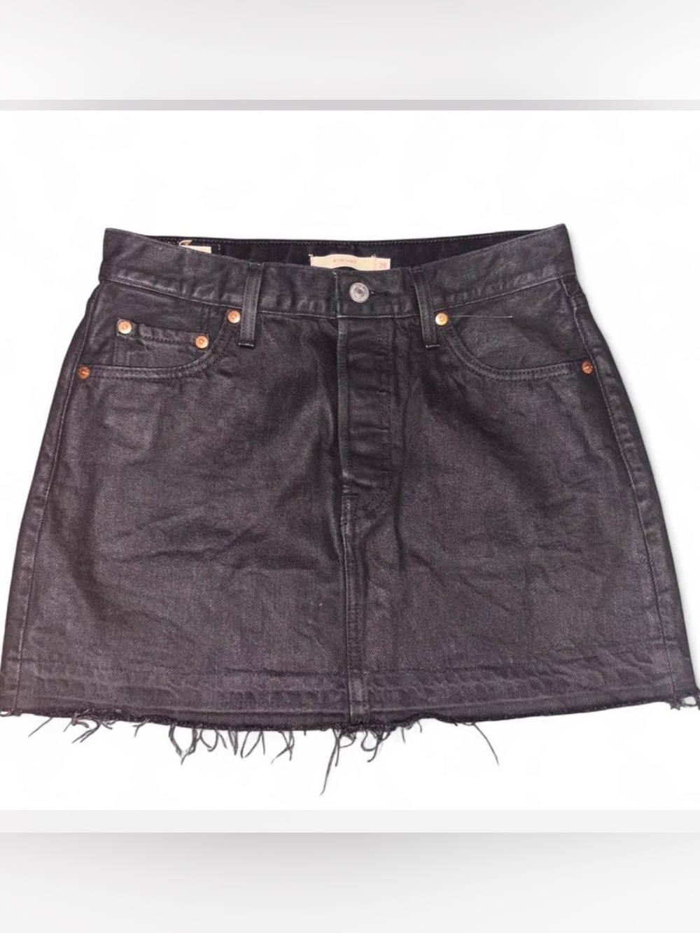 Levi's Black Denim Raw-Hem Mini Skirt